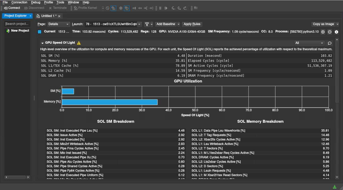 Example of Nsight Compute