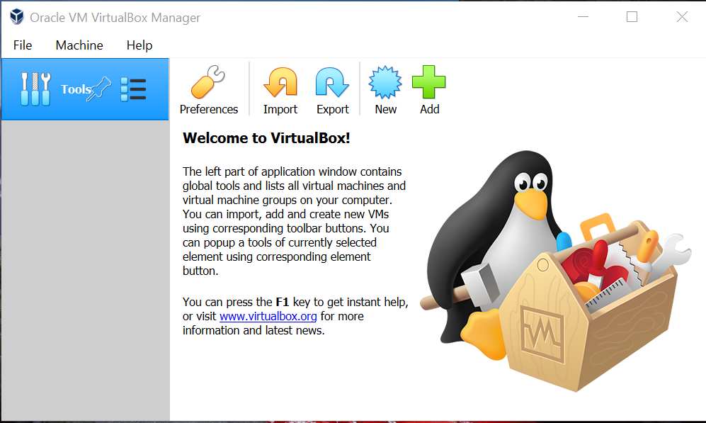 welcome to virtualbox
