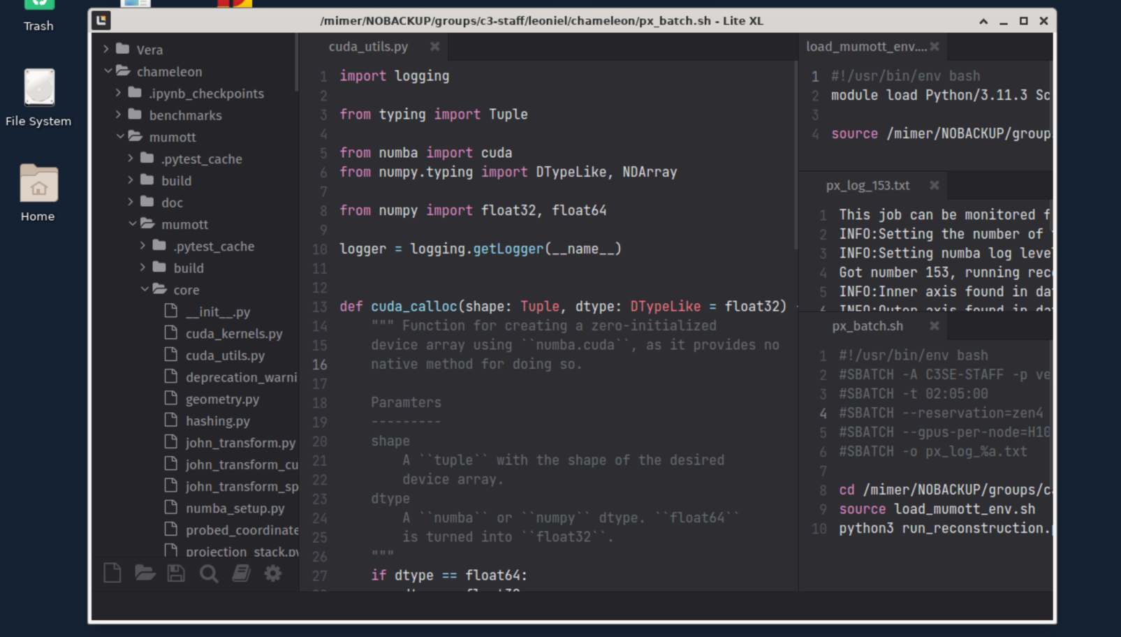 Example of Lite XL usage to edit a few files over ThinLinc.